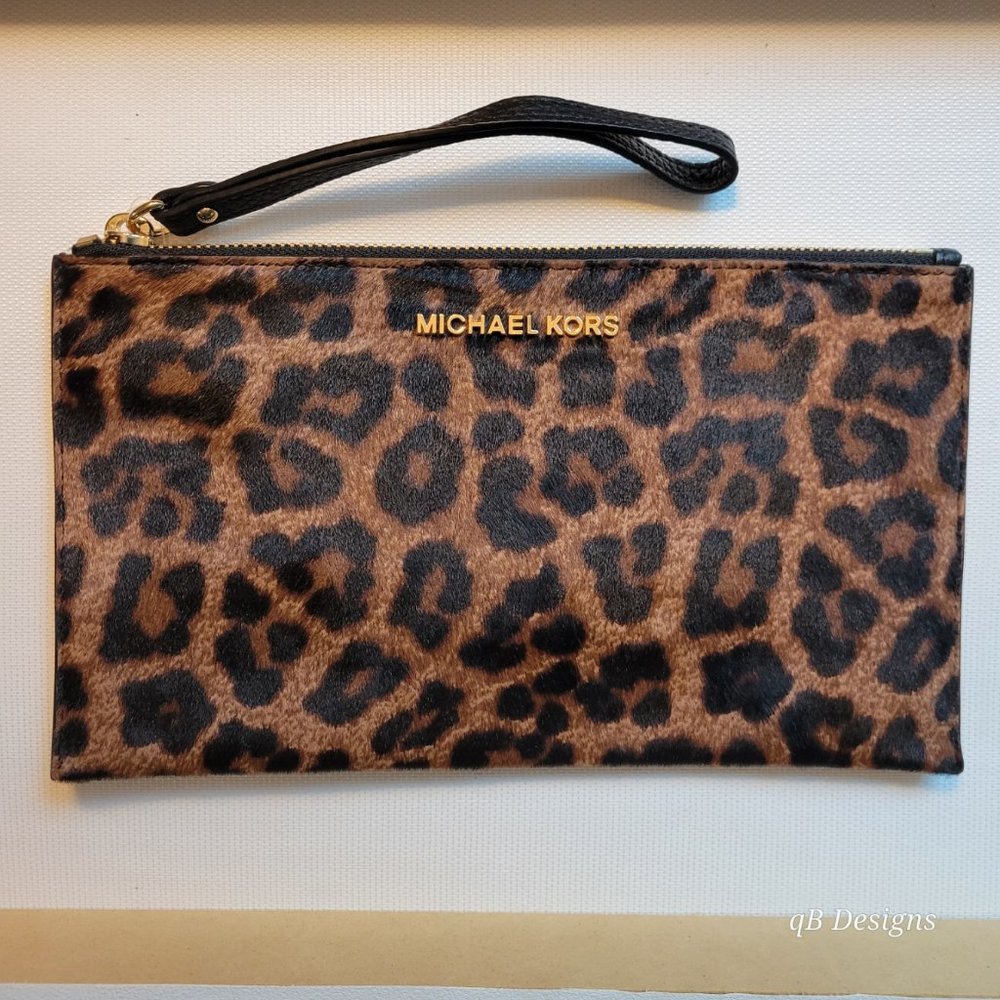 Michael Kors Large Zip Clutch - Calfhair, Animal Print